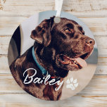 Pet's Simple Modern Cool Typografie Naam en foto Metalen Ornament<br><div class="desc">Dit eenvoudige en moderne ontwerp is samengesteld uit moderne eenvoudige speelse scripttypografie. Voeg aangepaste huisdierenfoto toe.</div>