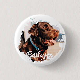 Pet's Simple Modern Cool Typografie Naam en foto Ronde Button 3,2 Cm