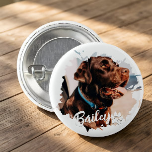 Pet's Simple Modern Cool Typografie Naam en foto Ronde Button 3,2 Cm