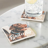 Pet's Simple Modern Cool Typografie Naam en foto Stenen Onderzetter