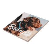 Pet's Simple Modern Cool Typografie Naam en foto Tegeltje (Zijkant)