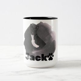 Pet's Simple Modern Cool Typografie Naam en foto Tweekleurige Koffiemok