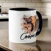 Pet's Simple Modern Cool Typografie Naam Twee Foto Mok