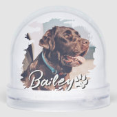 Pet's Simple Modern Cool Typography Name and Photo Sneeuwbol (Achterkant)