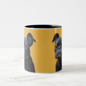 Pet's Simple Modern Cool Typography Name and Photo Tweekleurige Koffiemok (Center)