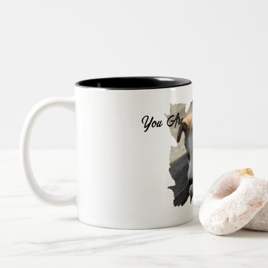Pet's Simple Modern Cool Typography Photo Cup Tweekleurige Koffiemok (Met donut)