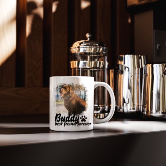 Pet's Simple Modern custom Name and Photo Mok