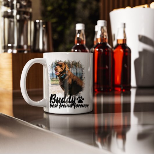 Pet's Simple Modern custom Name and Photo Mok