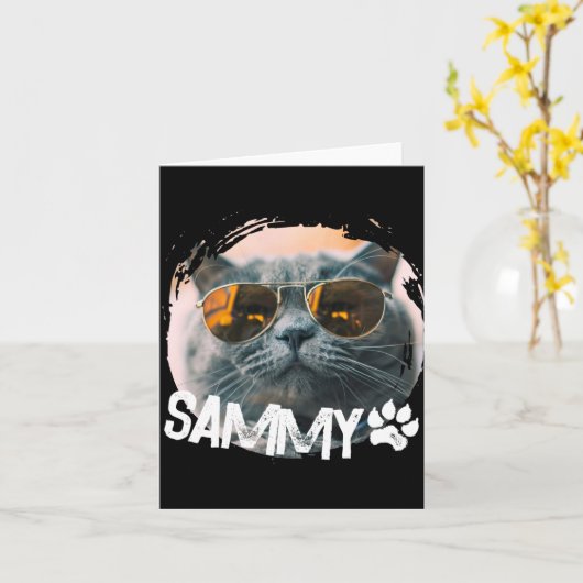 Pets Simple Modern Nge Cool Name And Photo T Shirt Kaart (Gele Bloem)