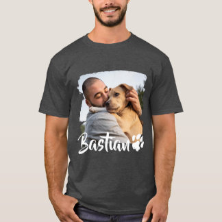 Pet's Simple Modern Typography Naam en foto T-sh T-shirt