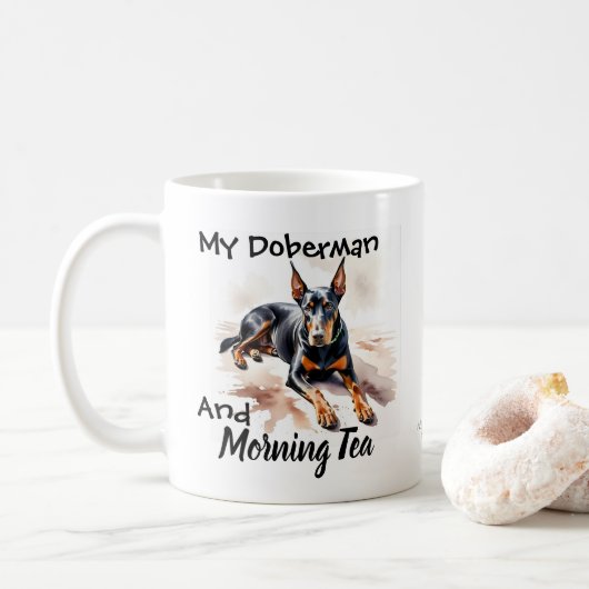 Pets Simple ''My Doberman'' Black Personalize Koffiemok (Met donut)