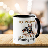  Pets Watercolor Blacks/Brown Doberman Personalize Mok