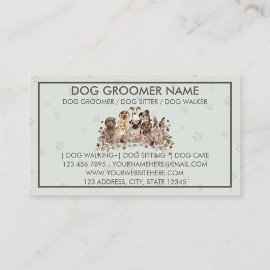 PetSitter-honden die op bloemen zitten Visitekaartje (Achterkant)