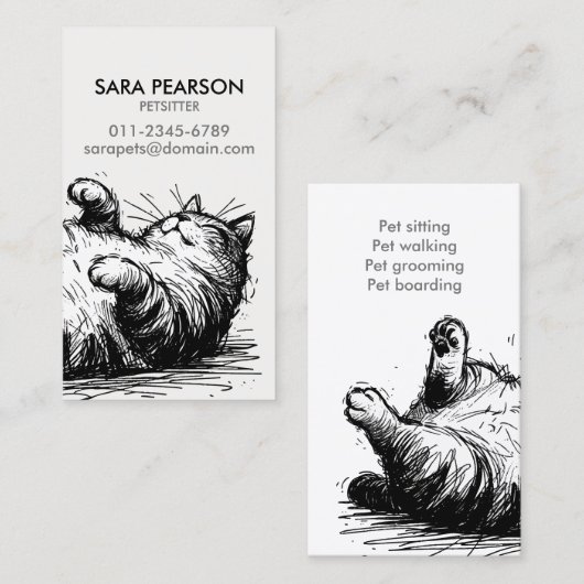 Petsitter Per Minder Dieren Katten Visitekaartje (Voorkant / Achterkant)