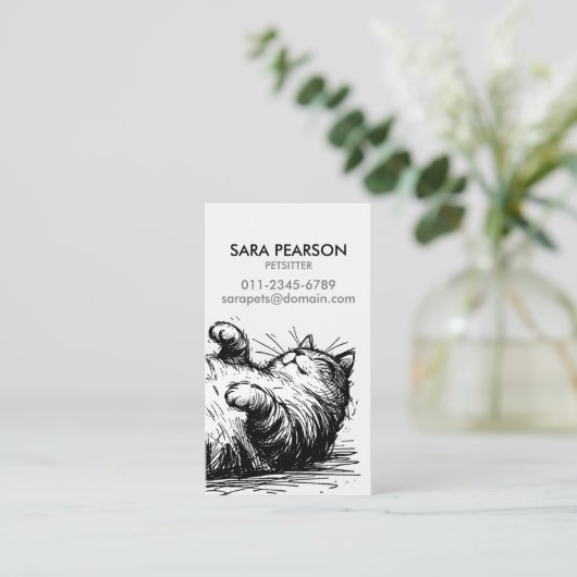 Petsitter Per Minder Dieren Katten Visitekaartje (Staand voorkant)