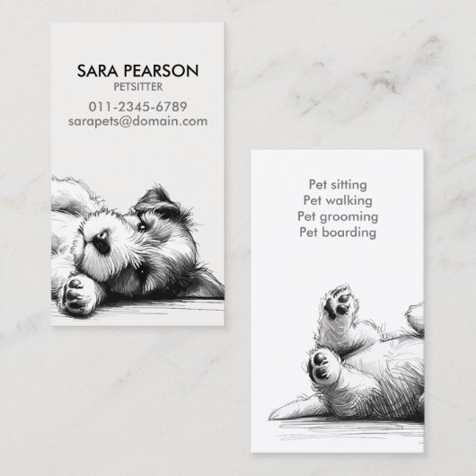 Petsitter Pet Minder Dieren Honden Visitekaartje (Voorkant / Achterkant)