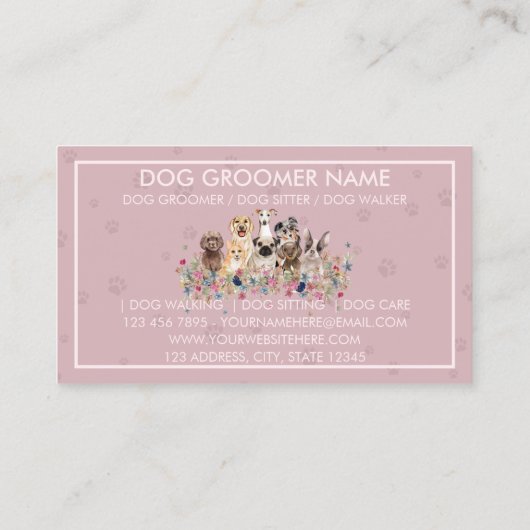 PetSitter veterinary roze omgezette poten Visitekaartje (Achterkant)