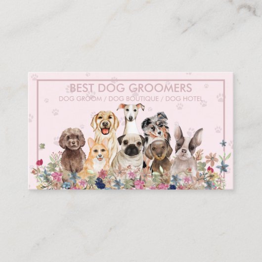 PetSitter veterinary roze omgezette poten Visitekaartje (Voorkant)