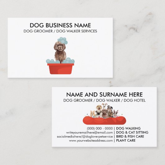 PetSitter Walker-hotelwinkel Visitekaartje (Voorkant / Achterkant)
