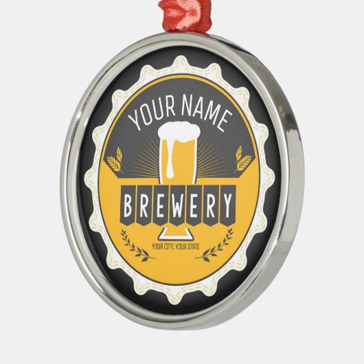 Petten bast brouwerijbier metalen ornament (Links)