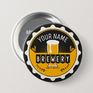 Petten bast brouwerijbier ronde button 7,6 cm