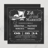 Petten Chalkboard Wedding Invitations Kaart (Voorkant / Achterkant)