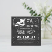 Petten Chalkboard Wedding Invitations Kaart (Staand voorkant)
