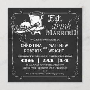 Petten Chalkboard Wedding Invitations Kaart