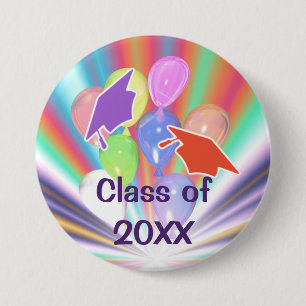 Petten en ballonnen voor het vieren van afstuderen ronde button 7,6 cm