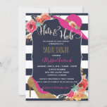 Petten en Heels Bridal Shower Invitation Kaart<br><div class="desc">Navy Blue en Hot Pink Floral accentueren deze brutale doucheuitnodiging,  perfect voor een vrijgezellenfeest van de Zuid-Belle met fancy dames in de bruine petten en hun beste hakken.</div>