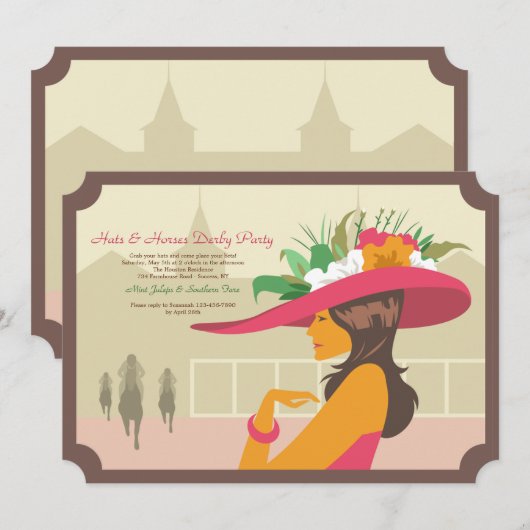 Petten en paarden Derby-uitnodigingen Kaart (Voorkant / Achterkant)