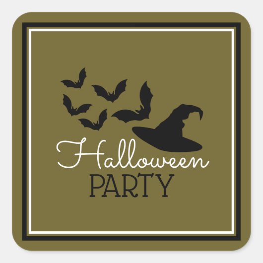 Petten en vleermuizen, Halloween Party Vierkante Sticker (Voorkant)