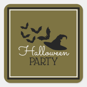 Petten en vleermuizen, Halloween Party Vierkante Sticker