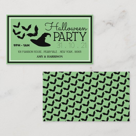 Petten en vleermuizen, uitnodiging voor een Ticket Informatiekaartje (Voorkant / Achterkant)