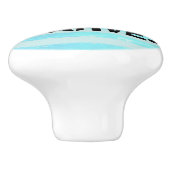 Petten Handschoenen Sjaals Ice Blue Waterverf Stri Keramische Knop (Zijkant)