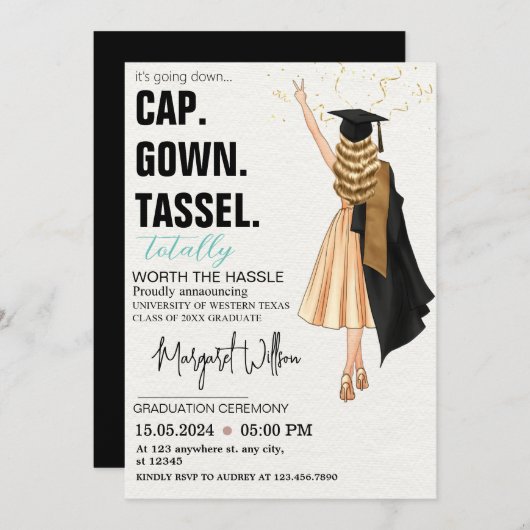 PETTEN JURK TASSEL Custom Afstuderen Kaart (Voorkant / Achterkant)