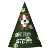 Petten met een paarse puppy Birthday Feesthoedjes (Voorkant)