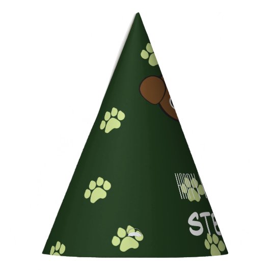 Petten met een paarse puppy Birthday Feesthoedjes (Links)