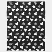 Petten met zwarte en witte sneeuwvlokken fleece deken (Voorkant)