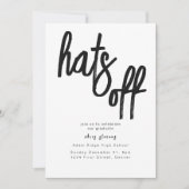 Petten Off Afstudeerder Party Zwart-wit Uitnodigin Kaart (Voorkant)