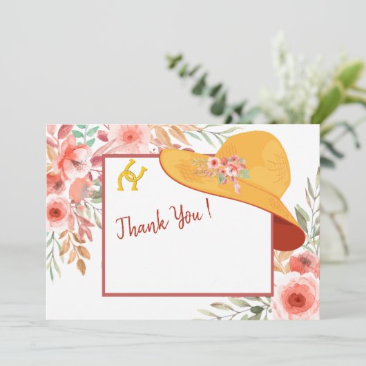 Petten paarden en bloemen Debby Theme Dank u wel Kaart (Staand voorkant)