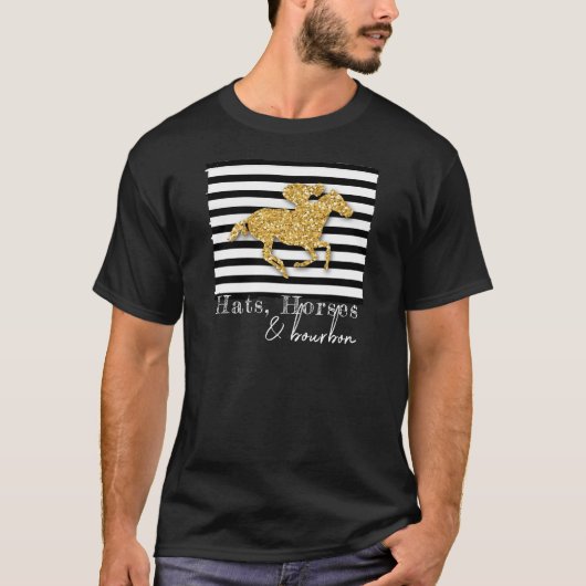 Petten, paarden en bourbon derby t-shirt (Voorkant)