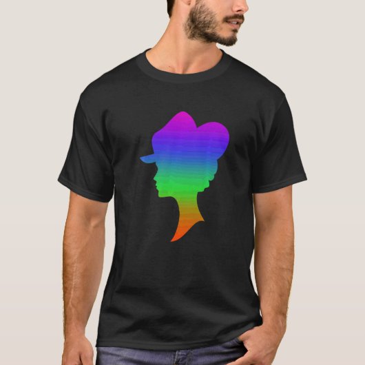Petten schaduwen verzamelen in regenboogkleur t-shirt (Voorkant)