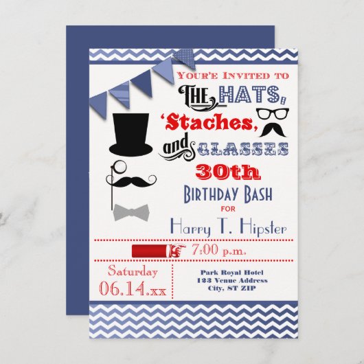 Petten, snufjes en glazen 30e verjaardag kaart (Voorkant / Achterkant)