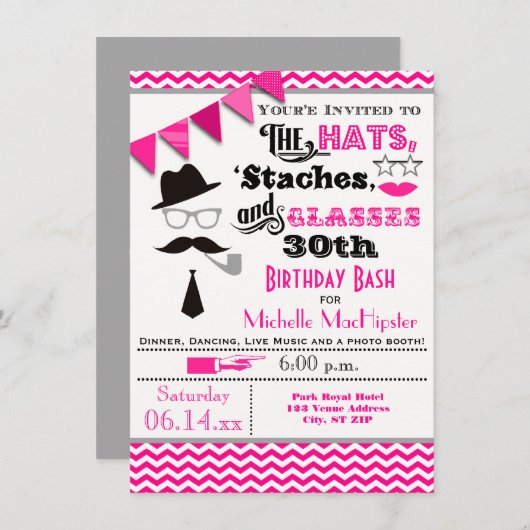 Petten, snufjes en glazen 30e verjaardag kaart (Voorkant / Achterkant)