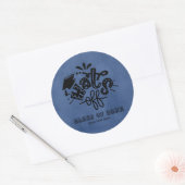 Petten uit - blauw ronde sticker (Envelop)
