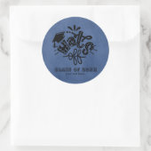 Petten uit - blauw ronde sticker (Tas)