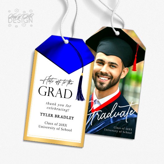 Petten uit naar Afstudeerder Blauw & Goud Mannen A Cadeaulabel