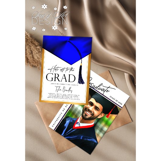 Petten uit naar Afstudeerder Blauw & Goud Mannen A Kaart