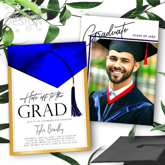 Petten uit naar Afstudeerder Blauw & Goud Mannen A Kaart